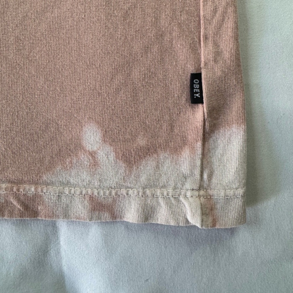 Obey T-Shirt Size M Pink Good Bleach Cloud Wash Logo Short Sleeve Tee - Picture 7 of 10